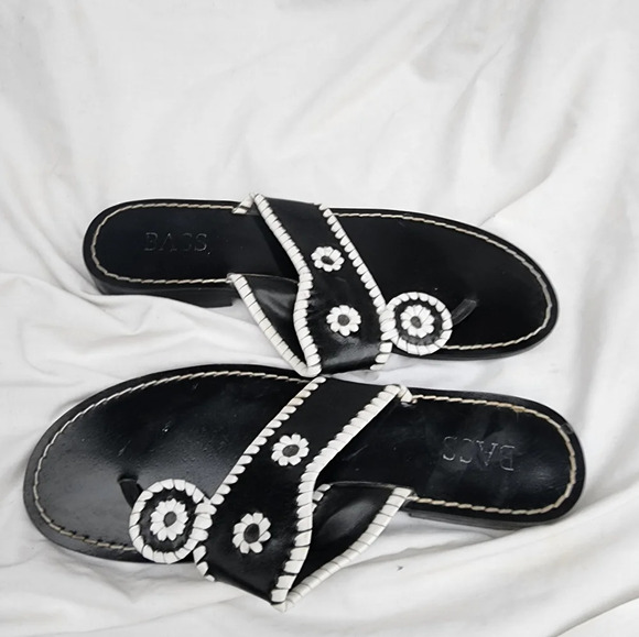 Bass Deco style whipstitched sandals 10 - Picture 2 of 6